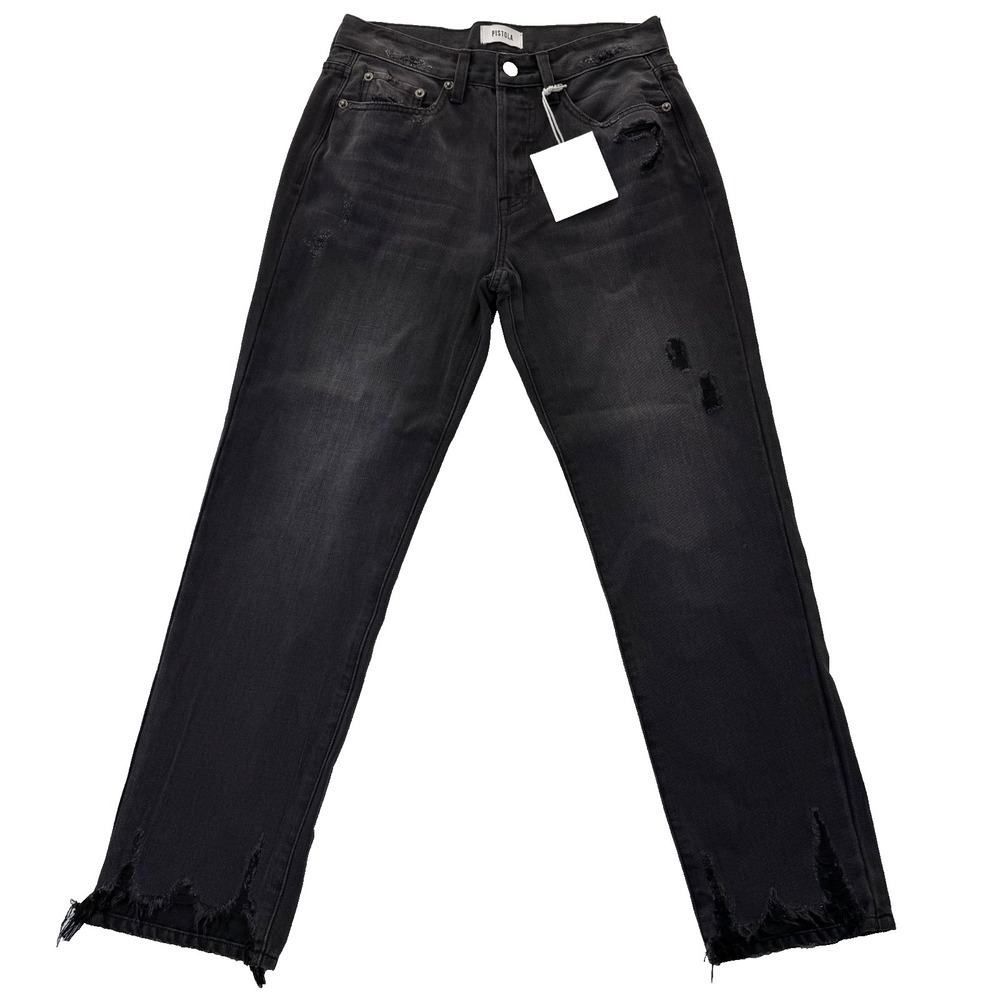 Pistola Charlie - 26 -High Rise Straight Jeans Women's Black Gray Distressed NWT